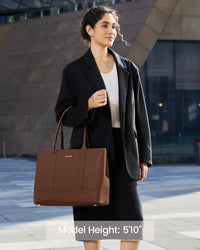 HKM-580115 Stylish Soft Leather Laptop Tote Bag for Women, 17-inch Office Briefcase and Shoulder Purse