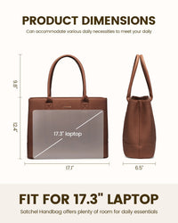 HKM-580115 Stylish Soft Leather Laptop Tote Bag for Women, 17-inch Office Briefcase and Shoulder Purse