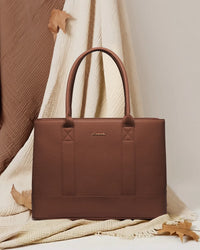 HKM-580115 Stylish Soft Leather Laptop Tote Bag for Women, 17-inch Office Briefcase and Shoulder Purse