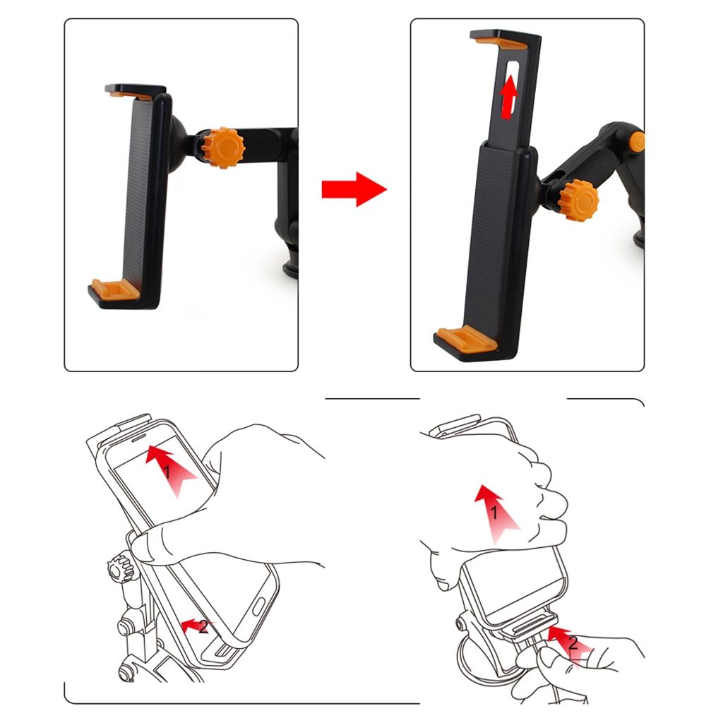 HKM-580115 Universal Foldable Car Phone Holder with 360° Rotation for Tablets and GPS Devices