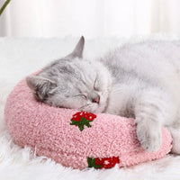 HKM-5801789 Cozy U-Shaped Pillow for Cats and Small Dogs - Soft Faux Fur Headrest for Deep Sleep and Comfort