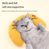 HKM-5801789 Cozy U-Shaped Pillow for Cats and Small Dogs - Soft Faux Fur Headrest for Deep Sleep and Comfort
