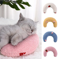 HKM-5801789 Cozy U-Shaped Pillow for Cats and Small Dogs - Soft Faux Fur Headrest for Deep Sleep and Comfort