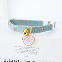 HKM-5802941 Light Blue & Dark Blue Pet Collar with Safety Buckle and Bell, Adjustable Size Small & Medium