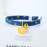 HKM-5802941 Light Blue & Dark Blue Pet Collar with Safety Buckle and Bell, Adjustable Size Small & Medium