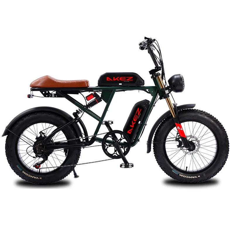 HKM-580499 750W Electric Fat Tire Mountain Bike with Full Suspension, 20" Wheel, Shimano 7-Speed, Rear Hub Motor, 48V Lithium Battery