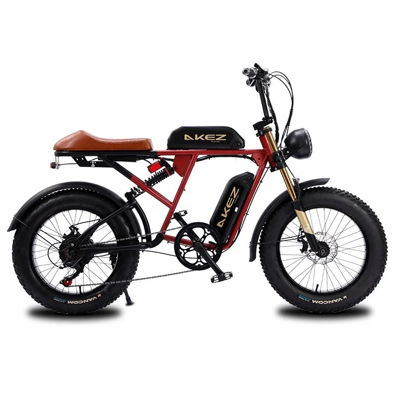 HKM-580499 750W Electric Fat Tire Mountain Bike with Full Suspension, 20" Wheel, Shimano 7-Speed, Rear Hub Motor, 48V Lithium Battery