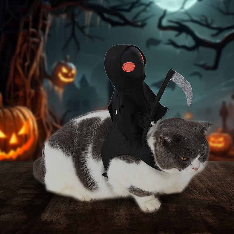 HKM-5805501 Cute Black Harvest Themed Riding Outfit for Pets - Sizes S, M, L - Polyester Material