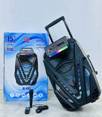 HKM-580563 15 Inch Portable Trolley Speaker with Wireless Sound and Subwoofer
