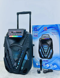 HKM-580563 15 Inch Portable Trolley Speaker with Wireless Sound and Subwoofer