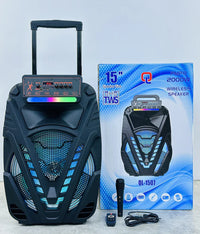 HKM-580563 15 Inch Portable Trolley Speaker with Wireless Sound and Subwoofer
