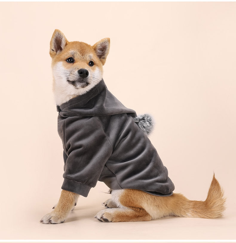 HKM-5806013 Warm Velvet Dog Sweater for Small and Medium Dogs - Casual Autumn and Winter Clothing in Navy Blue and Dark Gray