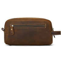 HKM-580627 Vintage Leather Cosmetic Bag for Men - Large Capacity Wash Bag in Genuine Cowhide