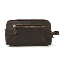 HKM-580627 Vintage Leather Cosmetic Bag for Men - Large Capacity Wash Bag in Genuine Cowhide