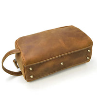 HKM-580627 Vintage Leather Cosmetic Bag for Men - Large Capacity Wash Bag in Genuine Cowhide