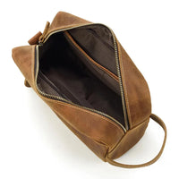 HKM-580627 Vintage Leather Cosmetic Bag for Men - Large Capacity Wash Bag in Genuine Cowhide