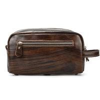 HKM-580627 Vintage Leather Cosmetic Bag for Men - Large Capacity Wash Bag in Genuine Cowhide