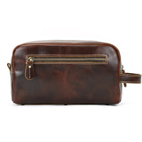 HKM-580627 Vintage Leather Cosmetic Bag for Men - Large Capacity Wash Bag in Genuine Cowhide