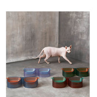 HKM-5806909 Large Capacity Anti- overturning Double Bowl for Cats with Slant Design and Easy Clean Base