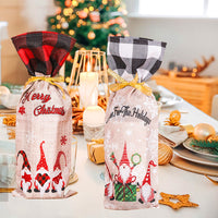 HKM-580691 Christmas Bottle Cover Set in Red and Black or Black and White Plaid