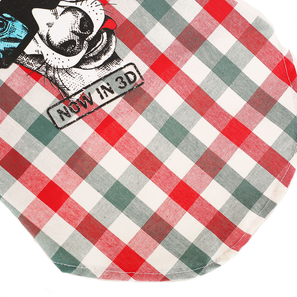HKM-5807293 Red and White Plaid Cotton Leisure T-Shirt for Summer