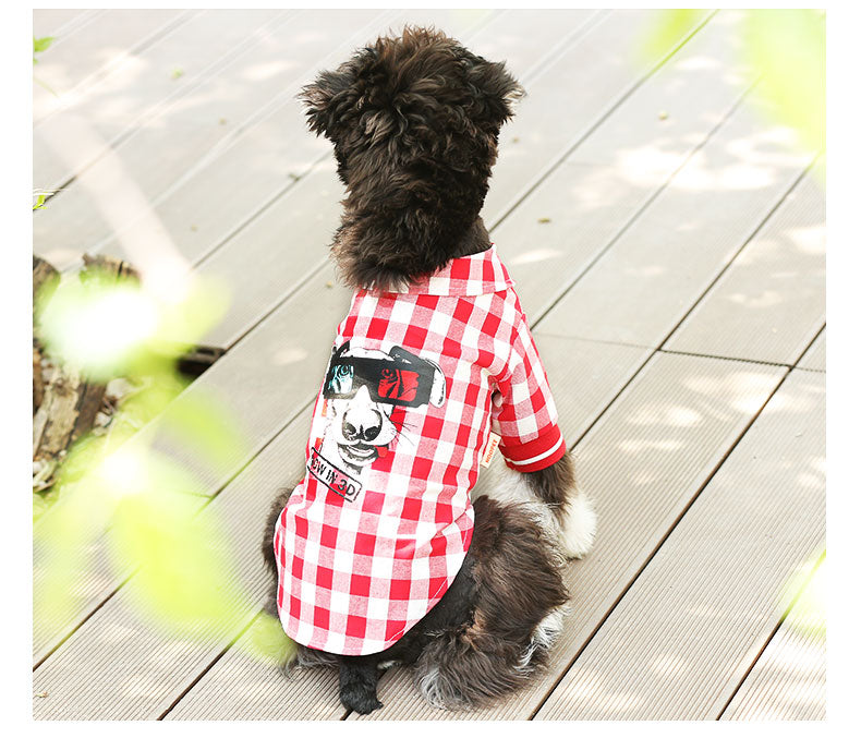 HKM-5807293 Red and White Plaid Cotton Leisure T-Shirt for Summer