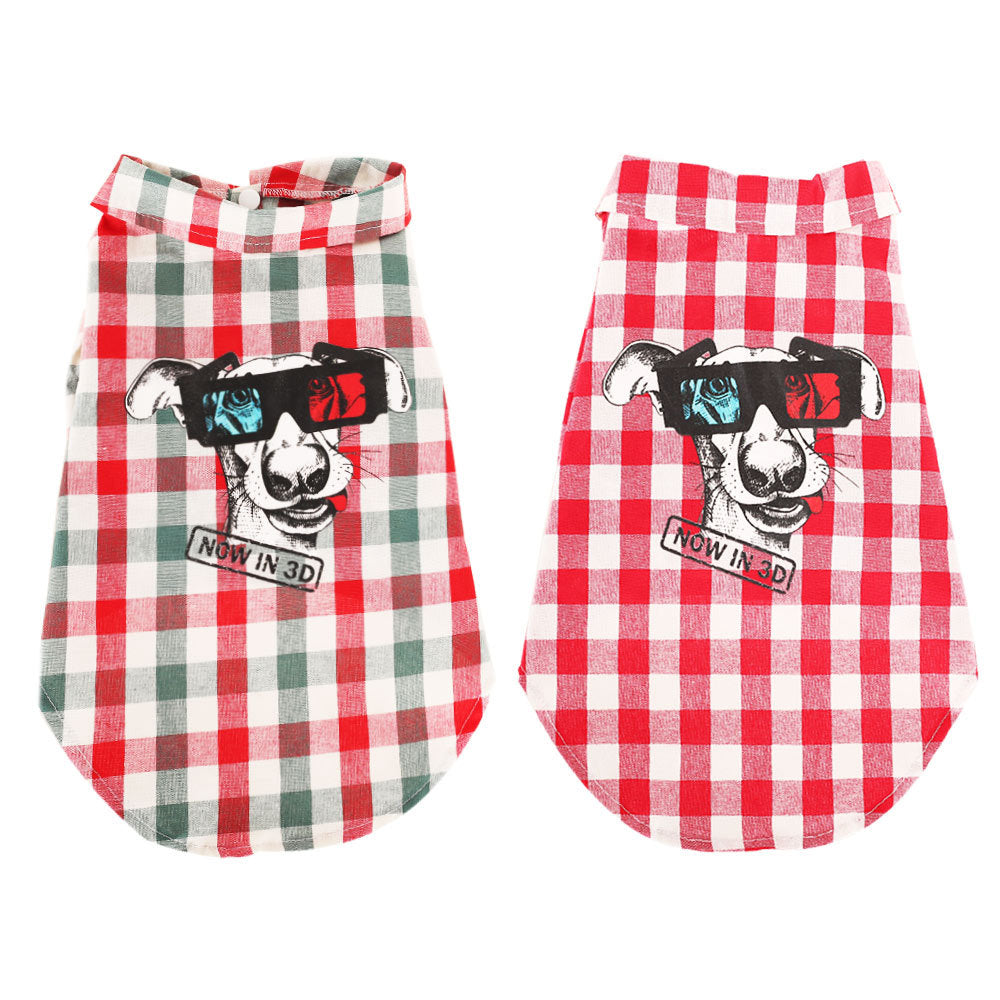 HKM-5807293 Red and White Plaid Cotton Leisure T-Shirt for Summer