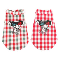 HKM-5807293 Red and White Plaid Cotton Leisure T-Shirt for Summer