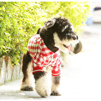 HKM-5807293 Red and White Plaid Cotton Leisure T-Shirt for Summer