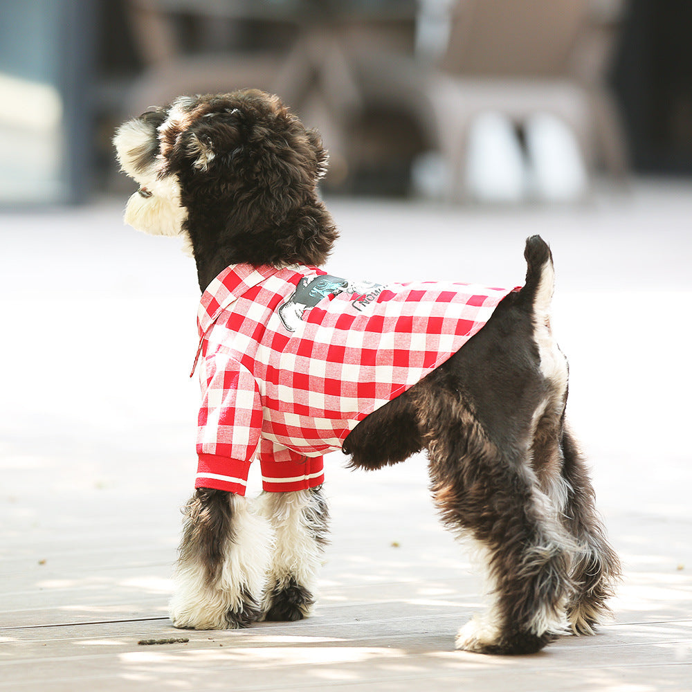 HKM-5807293 Red and White Plaid Cotton Leisure T-Shirt for Summer