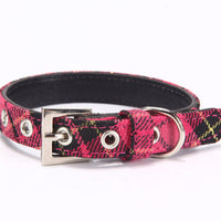 HKM-5808701 PU Leather Twill Dog Collar - Adjustable Sizes in Rose Red, Blue, Red, Yellow