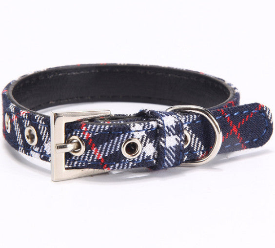 HKM-5808701 PU Leather Twill Dog Collar - Adjustable Sizes in Rose Red, Blue, Red, Yellow