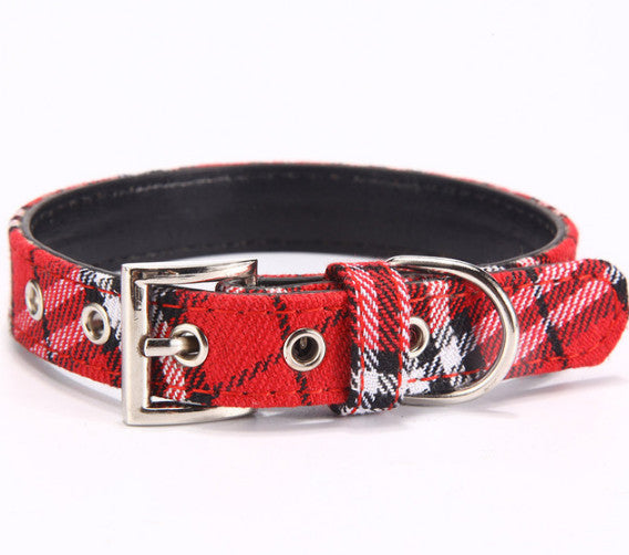 HKM-5808701 PU Leather Twill Dog Collar - Adjustable Sizes in Rose Red, Blue, Red, Yellow