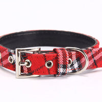 HKM-5808701 PU Leather Twill Dog Collar - Adjustable Sizes in Rose Red, Blue, Red, Yellow