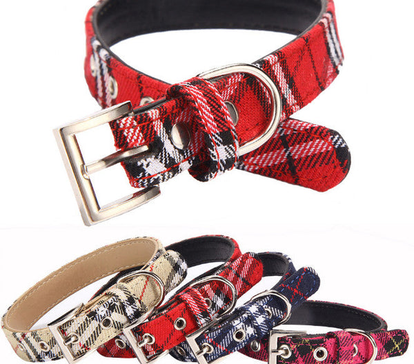 HKM-5808701 PU Leather Twill Dog Collar - Adjustable Sizes in Rose Red, Blue, Red, Yellow