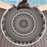 HKM-580947 Microfiber Printed Beach Towel - 150cm Diameter, Soft Polyester Fiber