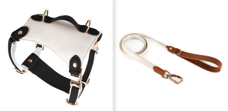 HKM-5809981 Leather Pet Vest with Lead Rope and Adjustable Chest Strap in Various Colors