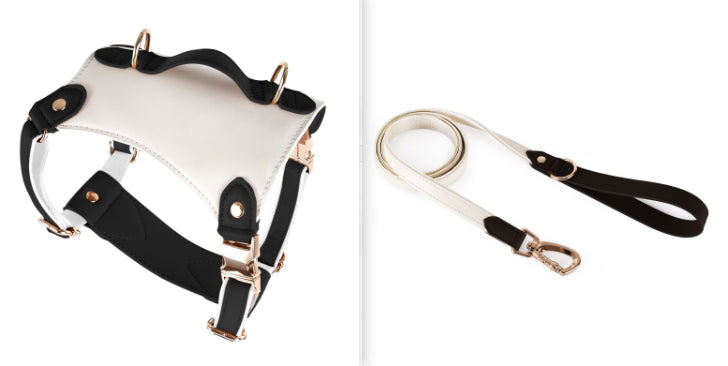 HKM-5809981 Leather Pet Vest with Lead Rope and Adjustable Chest Strap in Various Colors