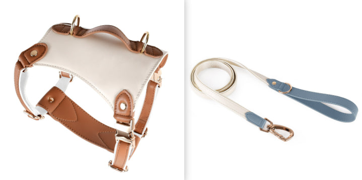 HKM-5809981 Leather Pet Vest with Lead Rope and Adjustable Chest Strap in Various Colors