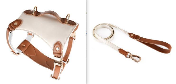 HKM-5809981 Leather Pet Vest with Lead Rope and Adjustable Chest Strap in Various Colors
