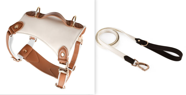 HKM-5809981 Leather Pet Vest with Lead Rope and Adjustable Chest Strap in Various Colors