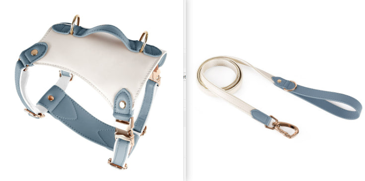 HKM-5809981 Leather Pet Vest with Lead Rope and Adjustable Chest Strap in Various Colors