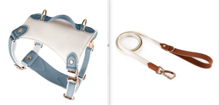 HKM-5809981 Leather Pet Vest with Lead Rope and Adjustable Chest Strap in Various Colors