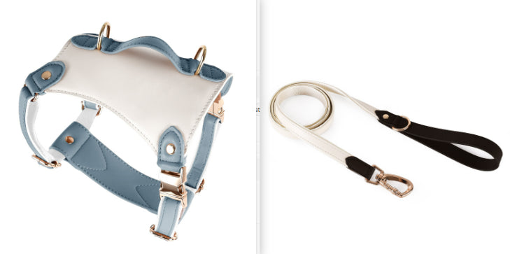 HKM-5809981 Leather Pet Vest with Lead Rope and Adjustable Chest Strap in Various Colors