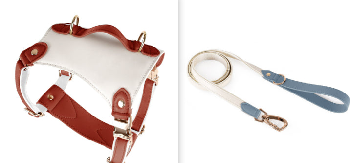 HKM-5809981 Leather Pet Vest with Lead Rope and Adjustable Chest Strap in Various Colors