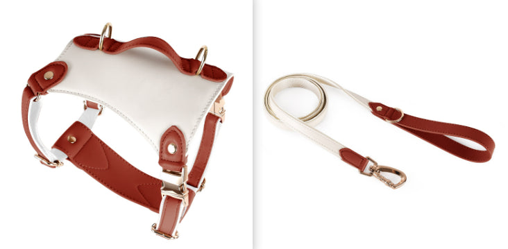 HKM-5809981 Leather Pet Vest with Lead Rope and Adjustable Chest Strap in Various Colors