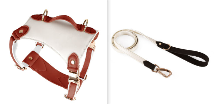 HKM-5809981 Leather Pet Vest with Lead Rope and Adjustable Chest Strap in Various Colors