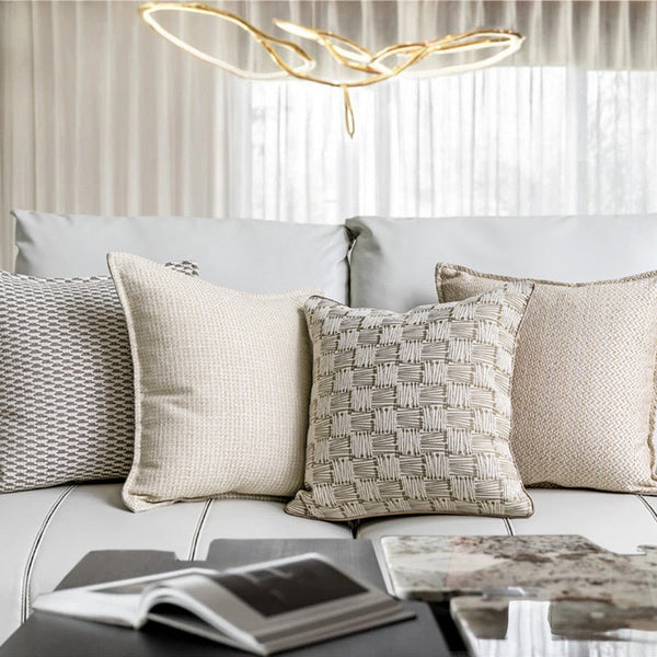 HKM-581011 Modern Simple Blended Sofa Pillow Cover 45x45cm Available in Wheat Color Variants