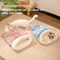 HKM-5810749 Cozy Cat Nest Sleeping Bag - Flannel Material, Available in Pink or Blue