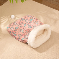 HKM-5810749 Cozy Cat Nest Sleeping Bag - Flannel Material, Available in Pink or Blue